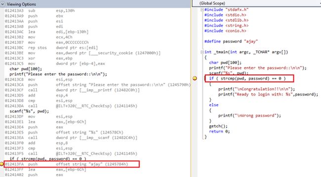 corresponding ASM code